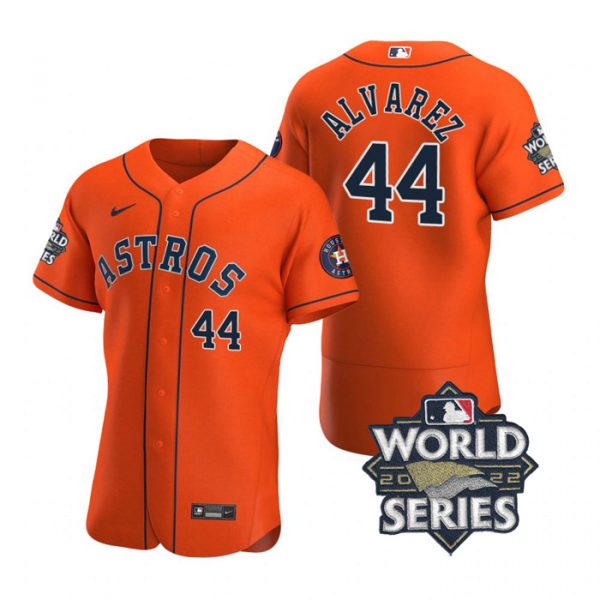 Astros 44 Yordan Alvarez Orange Nike 2022 World Series Flexbase Jersey->houston astros->MLB Jersey